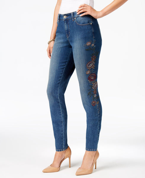 Style & Co Curvy Embroidered Skinny Jeans